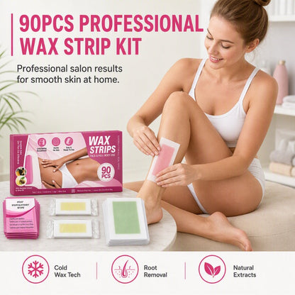 ✨ 50% OFF! ✨ Professional Face & Body Wax Strip Kit – 90-Piece Cold Wax with Beeswax & Olive Oil, Full-Body Strips & Root-Level Removal – Up to 4 Weeks of Smooth Skin 🧴