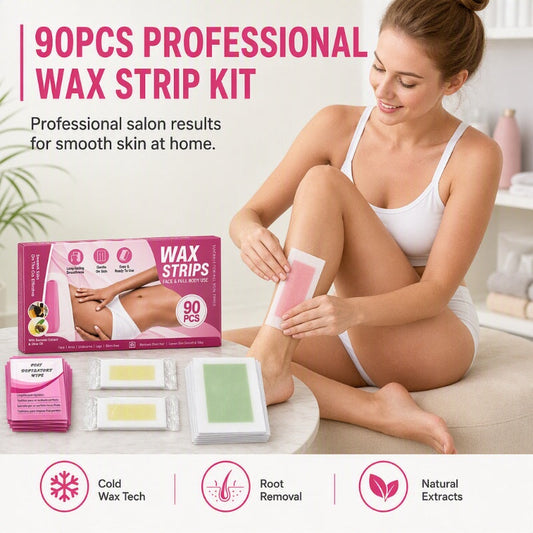 ✨ 50% OFF! ✨ Professional Face & Body Wax Strip Kit – 90-Piece Cold Wax with Beeswax & Olive Oil, Full-Body Strips & Root-Level Removal – Up to 4 Weeks of Smooth Skin 🧴