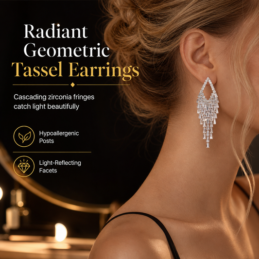 ✨ 50% OFF! 💎 Rhombus Cubic Zirconia Tassel Drop Earrings – Hypoallergenic S925 Sterling Silver Posts, Brilliant Crystal Fringes & Elegant Statement Design – Luxurious Shimmer for Every Occasion 🎀