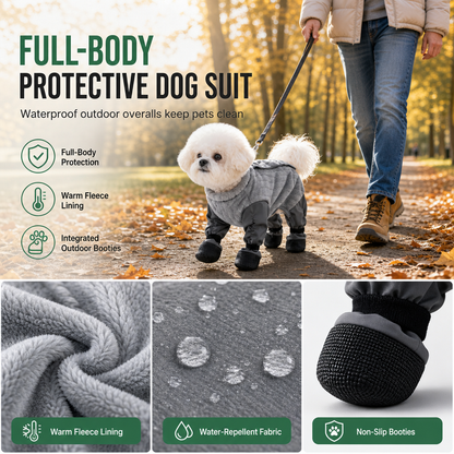 🐕 50% OFF! ✨ Waterproof Four-Legged Dog Jumpsuit – Covered Feet Dirtproof Design, Warm Plush Fleece Lining & Leash Hole – All-Weather Protection for Autumn & Winter Walks 🍂