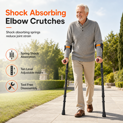 🩼 50% OFF! ✨ Folding Forearm Crutches – Shock-Absorbing Spring System, Reinforced Aluminum Shaft & Slip-Resistant Rubber Feet – Comfortable Mobility Aid for Fracture Rehabilitation 🦵