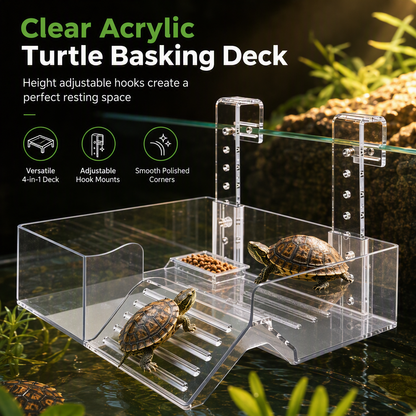 ☀️ 50% OFF! ✨ Hanging Turtle Basking Platform – Clear Acrylic Non-Slip Ramp, Built-In Feeding Trough & Adjustable Mount – Multi-Zone Resting Deck for Healthy Shell Growth 🐢
