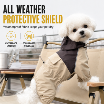 🐕 Water-Resistant Full-Coverage Dog Raincoat – 4-Leg Design Covers Belly & Legs, Sporty Color-Block Style with Elastic Cuffs & Utility Pocket – Lightweight Wind-Blocking Outdoor Walk Essential (S-2XL, 3 Colors) 🌧️