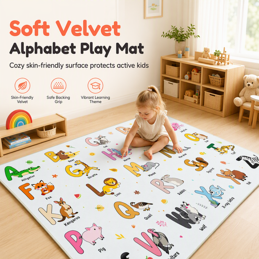 🧸 50% OFF! ✨ Crystal Velvet Cartoon Kids Area Rug – Ultra-Soft Skin-Friendly Surface, Slip-Resistant Backing & Stain-Resistant Washable Mat – Alphabet & Space Themes for Playful Learning 🪐