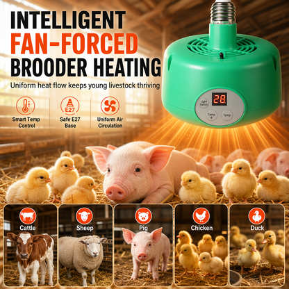 ⏳ Time-Limited Special! ⏰ Intelligent Temperature Control Brooder Heater – Fan-Forced Livestock Heat Lamp with Digital Temp Control, Uniform Airflow, Insulated Cool-Touch Housing & Standard E27 Fitting – for Chicks Piglets Sheep Reptiles – 3 Colors 🐣