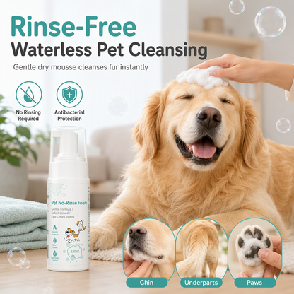 🐾 50% OFF! ✨ No-Rinse Pet Cleansing Foam – Gentle Waterless Mousse, Botanical-Extract Formula & Targeted Cleaning for Paws, Chins & Fur – Quick Freshening Between Baths, Travel & Winter 🌿