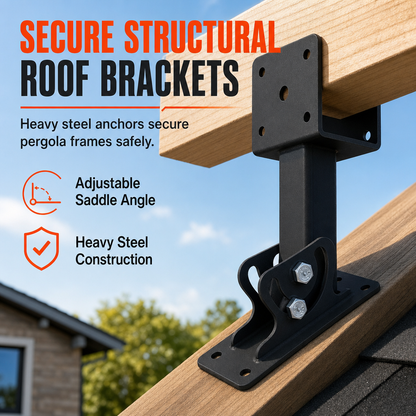 🏗️ 50% OFF! ✨ Heavy Duty Roof Mount Adjustable Saddle Pergola Support Bracket – Reinforced Steel, Fully Rotatable Neck & Extreme Wind Load Resistance – All-Weather Structural Stability for Residential & Commercial Installations 🔩