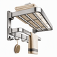 🚿 50% OFF! ✨ No Drill Double Folding Bathroom Towel Rack – Space-Saving Dual Foldable Shelves, Instant Vacuum Suction Lock & Rustproof Space Aluminum – Heavy-Duty Carbon Steel Frame with Hooks for Mess-Free Walls 🧺