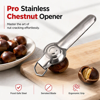 🌰 50% OFF! ✨ Lever-Assisted Stainless Steel Chestnut Opener & Nut Cracker – Food-Grade Rust-Resistant with Sharp Serrated Cross-Blade, Effort-Saving Mechanical Leverage & Ergonomic Non-Slip Grip – 17cm for Chestnuts Walnuts Pecans Hazelnuts & Almonds 🌰
