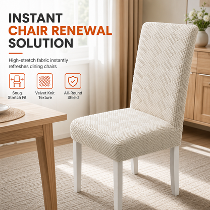 🪑 50% OFF! ✨ Universal Stretch Knitted Dining Chair Cover – Elastic Form-Fitting Wrap Hides Stains & Scratches, Thick Velvet Bubble Texture & Color-Fast Easy-Care Fabric – Instant Chair Renewal in 3 Simple Steps 🛡️