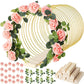 🌸 50% OFF! ✨ Gold-Tone Decorative Hoop with Wooden Stand – Customizable Table Centerpiece with LED String, Reusable Design for Flowers, Ribbon & Greenery – Elegant Iron & Pine Wood Craft for Events & Everyday Decor 🎀
