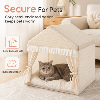 🏠 50% OFF! ✨ Semi-Enclosed Indoor Pet Tent House – Cloud-Like Thickened Padding for Joint Relief, Breathable Mesh Roof & Draft-Free Secure Design – All-Season Cozy Sanctuary for Cats & Dogs in Any Corner 🐾