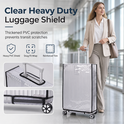 🧳 50% OFF! ✨ Thickened Waterproof Clear PVC Luggage Cover – Heavy-Duty Scratch & Abrasion Defense, High-Clarity Crystal Transparency & Precision Handle Cutouts – Snug Tailored Fit for 18" to 30" Suitcases ✈️