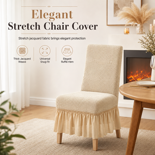🪑 50% OFF! ✨ Thickened Stretch Chair Cover with Ruffled Skirt – Elegant Jacquard Knit Dustproof Slipcover with Widened Elastic Band, Pet-Proof Shield & Flawless Form-Fitting Contour – Universal Sizes in Multiple Colors 🛡️