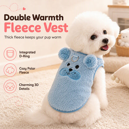 🐾 LIMITED-TIME 50% OFF! 🧶 Fleece Lined Pet Cartoon Vest – Warm Double-Sided Heat Retention, Built-In Metal Leash Ring, Soft High-Density Fleece with Flexible Sleeveless Active Cut – for Daily Walks & Outdoor Adventures ✨