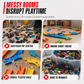 ⏳ TIME-LIMITED SPECIAL ⏰ Kids Transforming Storage Carrier Truck Toy – 207cm Folding Catapult Race Track with Sound Effects, Button-Trigger Launcher & Mini Alloy Construction Vehicles – Rugged ABS Battery-Free Friction Rolling for Boys 🚚