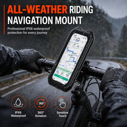 ⏰Waterproof Motorcycle and Bicycle Phone Holder with Touch Screen and 360 Degree Rotation