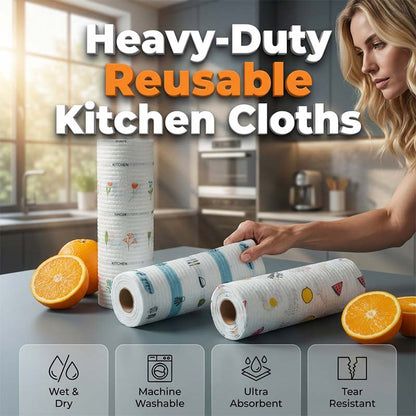 🧽 50% OFF! ✨ Pre-Soaped Disposable Kitchen Wipes – Built-In Detergent Activated by Water, Dual Wet & Dry Use, Reusable Washable Non-Woven Cloth with Perforated Roll Design – Highly Absorbent & Lint-Free – 25 or 50 Sheets 🧼