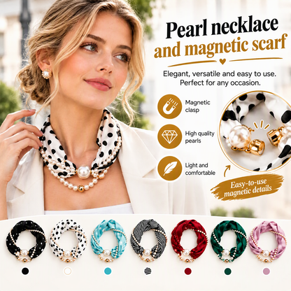 📿 50% OFF! 🧣 Pearl Scarf Necklace – Timeless Elegance with Adjustable Bow Design, Piercing-Free Jewellery, Versatile Style for Daily Wear & Special Occasions – Classic Pearl Accent 🤍