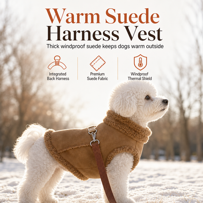 🐾 50% OFF! ✨ Thickened Suede Dog Harness Vest for Winter Warmth – 2-in-1 Coat & Harness with Reinforced Metal D-Rings, Windproof Suede Shell, Plush Fleece Lining & Choke-Free Ergonomic Pull – 6 Sizes XS-2XL 2 Colors 🐕