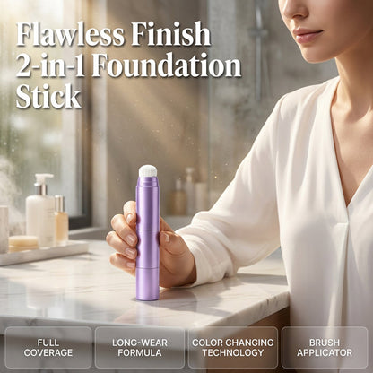 🤍 50% OFF! ✨ 2-in-1 Color Changing Foundation Stick with Built-In Brush – Integrated Blending Brush, Buildable Coverage Conceals Blemishes Redness Uneven Tone, Long-Wearing Everyday Formula & Portable Travel-Friendly – Ivory 10g 💗
