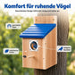 🐦 50% OFF! ✨ Weatherproof Wooden Outdoor Bird House – Solid Thickened Natural Timber with Sky Blue Slanted Roof, Predator-Safe Metal Reinforced Entry Guard & Round Resting Perch – 15×15×22cm for Bluebirds Wrens Finches & Songbirds 🏡
