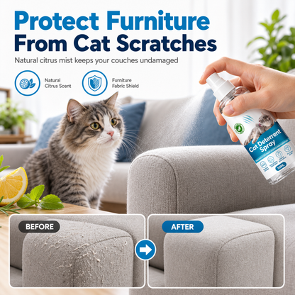 🐾 50% OFF! ✨ Cat Scratch Deterrent Spray – Natural Citrus Botanical Furniture Protector, Non-Toxic Non-Staining Safe for Sofas Carpets Curtains & Woodwork – 50ml/100ml Pet-Friendly Clawing Deterrent 🛋️
