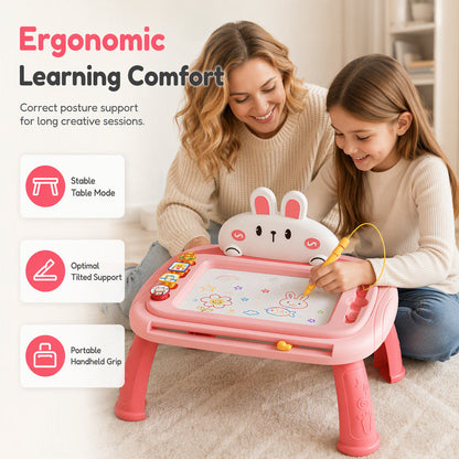 🎨 50% OFF! ✨ Kids 3-in-1 Magnetic Drawing Board Table with 4 Stamps & Stylus – 4 Vivid Color Zones Red Yellow Blue Green, Convertible Table/Easel/Lap Board, 100% Mess-Free Ink-Free Dust-Free, Non-Toxic ABS – 3 Colors Ages 18M-6Y 🖍️