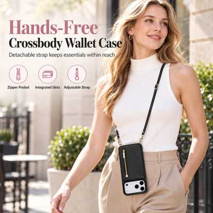 📱 50% OFF! ✨ Crossbody Leather Wallet Phone Case with Zipper Pocket & Kickstand – Detachable Strap, Card Slots with Magnetic Snap, Multi-Angle Stand & Shockproof TPU – 5 Colors iPhone 14-18 Series 👛