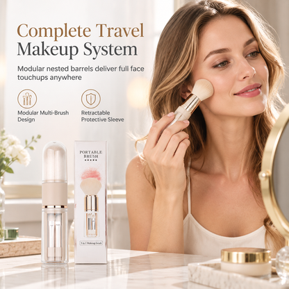 💄 50% OFF! ✨ 5-in-1 Retractable Travel Makeup Brush Set Capsule – Modular Full-Face Kit Powder Blush Silicone Lip Eyeshadow Brow Liner, Ultra-Soft Cruelty-Free Fibers & Dust-Proof Sealed Lids – 5.5" Compact 4 Colors 💋