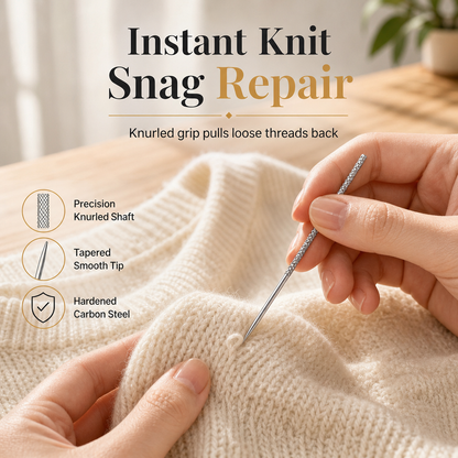 🧵 50% OFF! ✨ 25-Piece Knurled Head Repair Needles – Fix Snagged Knits Instantly! Micro-Grooved Carbon Steel Shaft Catches Pulled Loops, Three-Step Restoration Conceals Snags Inside, Rigid High-Carbon Steel – 1.2×76mm & 0.8×60mm 🪡