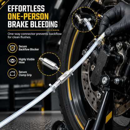 Motorcycle Hydraulic Brake Bleeder Tool with One Way and Fluid Extraction Hose
