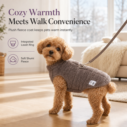 🐾 50% OFF! ✨ Soft Warm Fleece Pet Vest Harness Coat with Leash D-Ring – 2-in-1 Thermal Coat & Harness, Cloud-Like Dual-Sided Coral Fleece, Reinforced Back D-Rings & Snap Fastener Closure – XS-XL 6 Colors ❄️