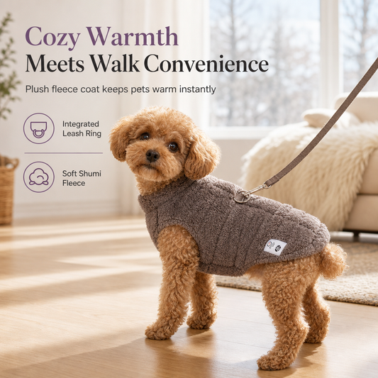 🐾 50% OFF! ✨ Soft Warm Fleece Pet Vest Harness Coat with Leash D-Ring – 2-in-1 Thermal Coat & Harness, Cloud-Like Dual-Sided Coral Fleece, Reinforced Back D-Rings & Snap Fastener Closure – XS-XL 6 Colors ❄️