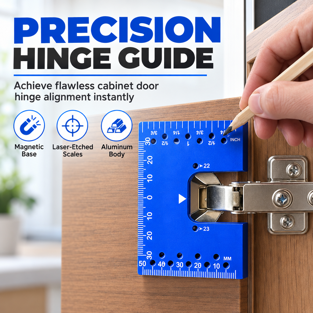 📢📢50% OFF !! ⏰Aluminum Alloy Magnetic Hinge Installation Template and ...