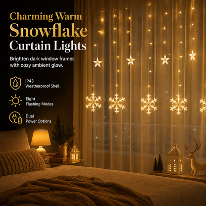 ❄️ 50% OFF! ✨ LED Snowflake Curtain Lights – Waterproof & festive décor ✨