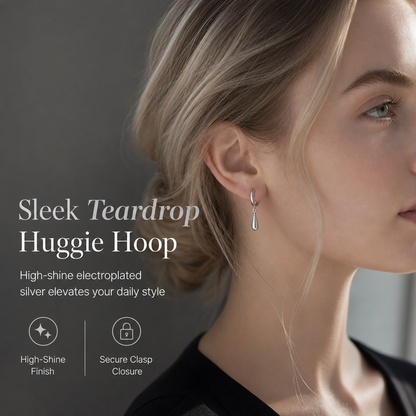 ✨ 50% OFF! ✨ Minimalist Teardrop Huggie Hoop Earrings – Modern Fluid Teardrop Silhouette, Featherlight Hollow-Core Weightless Comfort, Secure Click-Lock Huggie Mechanism & Hypoallergenic Nickel-Free Posts – 1 Color 💧