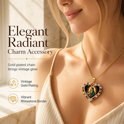 💖 50% OFF! ✨ Vintage Sacred Heart Virgin Mary Portrait Pendant Necklace – Finely Detailed Holy Cameo Graphic, Vibrant Sparkling Rhinestone Halo, Hypoallergenic Long-Lasting Luster & Comfortable Adjustable Chain – 1 Color 🌟