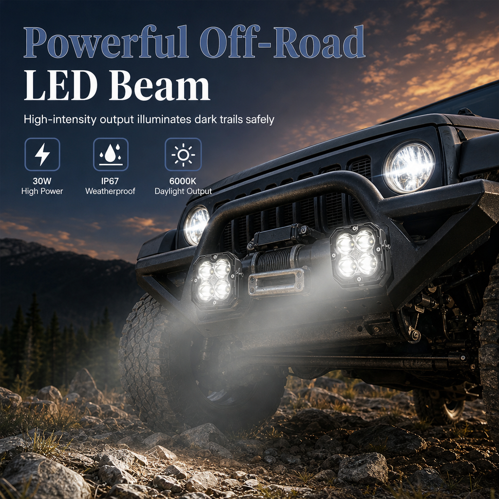 Pair of 30W Square LED Work Lights Waterproof Dustproof Off Road Drivi ...